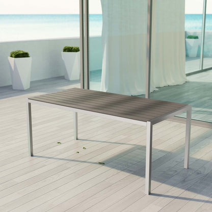 Shore Outdoor Patio Aluminum Dining Table, Grey, Metal 10840