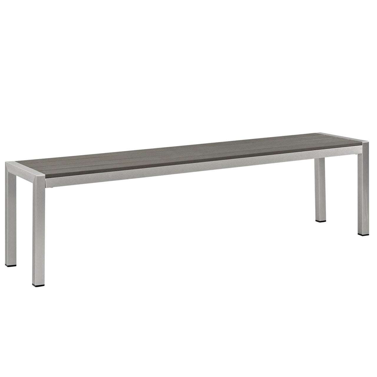 Shore Outdoor Patio Aluminum Bench, Grey, Metal 10841