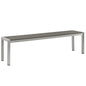 Shore Outdoor Patio Aluminum Bench, Grey, Metal 10841