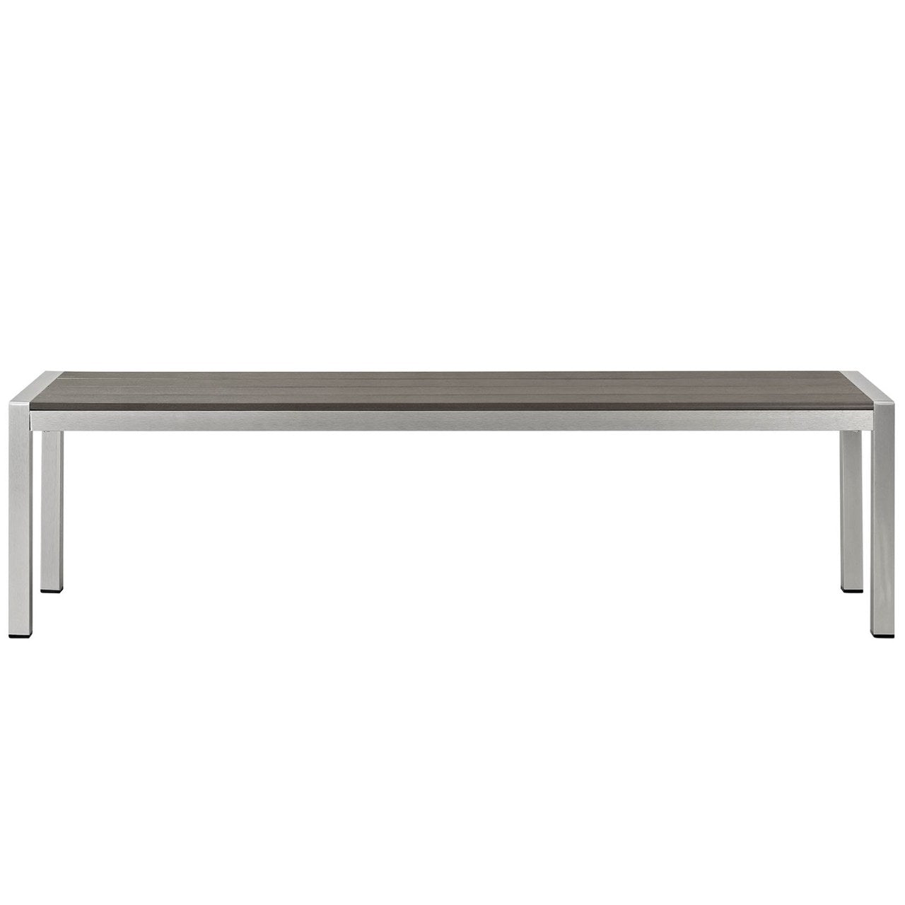 Shore Outdoor Patio Aluminum Bench, Grey, Metal 10841