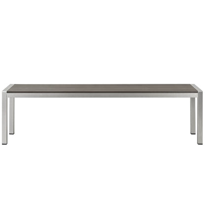 Shore Outdoor Patio Aluminum Bench, Grey, Metal 10841