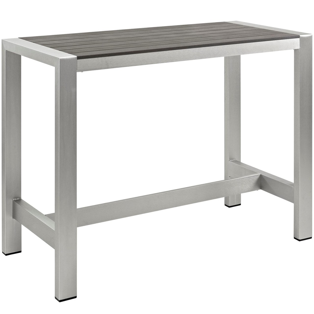 Shore Outdoor Patio Aluminum Rectangle Bar Table, Grey, Metal 10842
