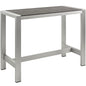 Shore Outdoor Patio Aluminum Rectangle Bar Table, Grey, Metal 10842