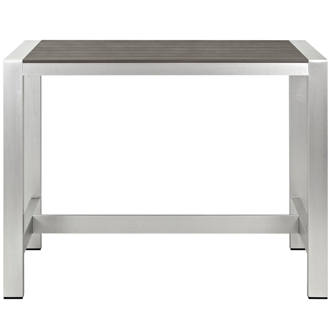 Shore Outdoor Patio Aluminum Rectangle Bar Table, Grey, Metal 10842