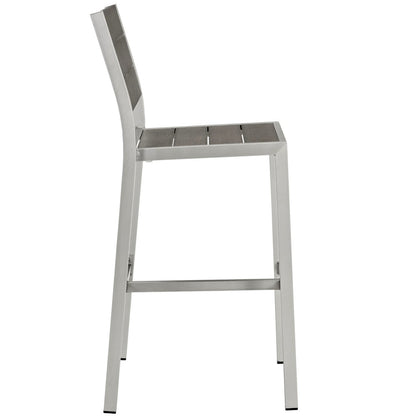 Shore Outdoor Patio Aluminum Armless Bar Stool, Grey, Metal 10844