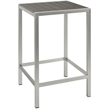 Shore Outdoor Patio Aluminum Bar Table, Grey, Metal 10845