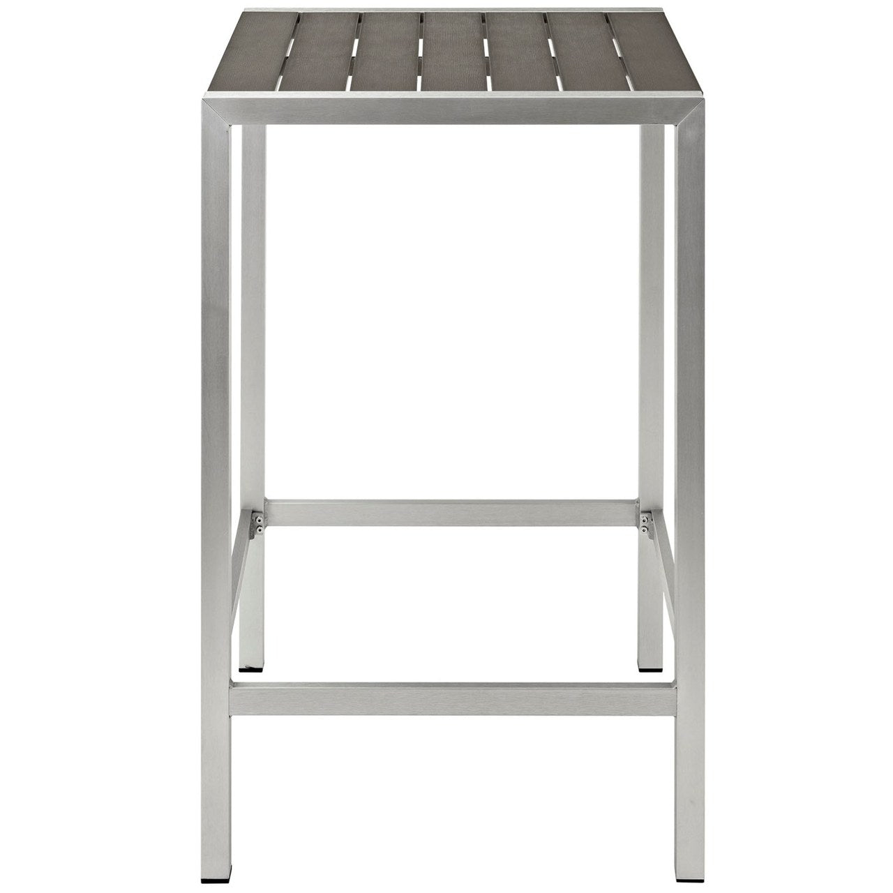 Shore Outdoor Patio Aluminum Bar Table, Grey, Metal 10845