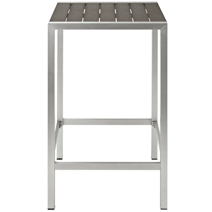 Shore Outdoor Patio Aluminum Bar Table, Grey, Metal 10845