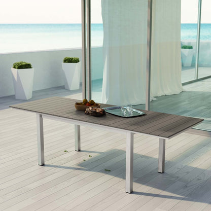 Shore Outdoor Patio Wood Dining Table, Grey, Metal 10846