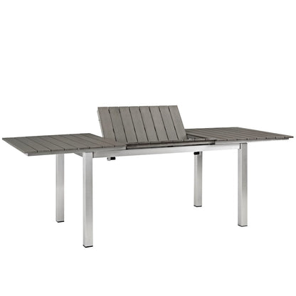 Shore Outdoor Patio Wood Dining Table, Grey, Metal 10846