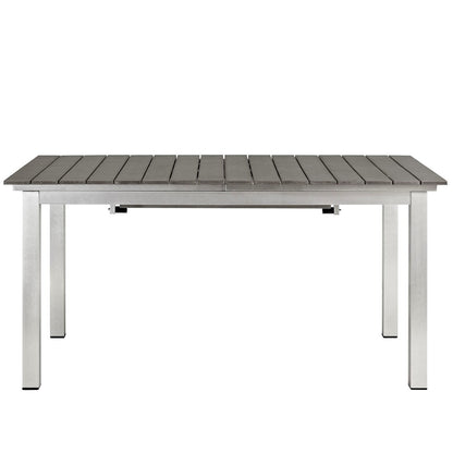 Shore Outdoor Patio Wood Dining Table, Grey, Metal 10846