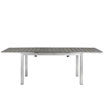 Shore Outdoor Patio Wood Dining Table, Grey, Metal 10846
