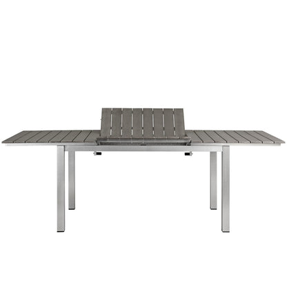 Shore Outdoor Patio Wood Dining Table, Grey, Metal 10846