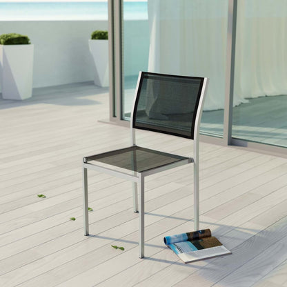 Shore Outdoor Patio Aluminum Side Chair, Black, Metal 10848