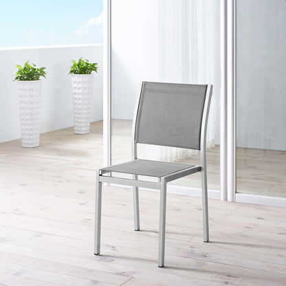 Shore Outdoor Patio Aluminum Side Chair, Aluminum Metal Steel, Grey Gray 13510