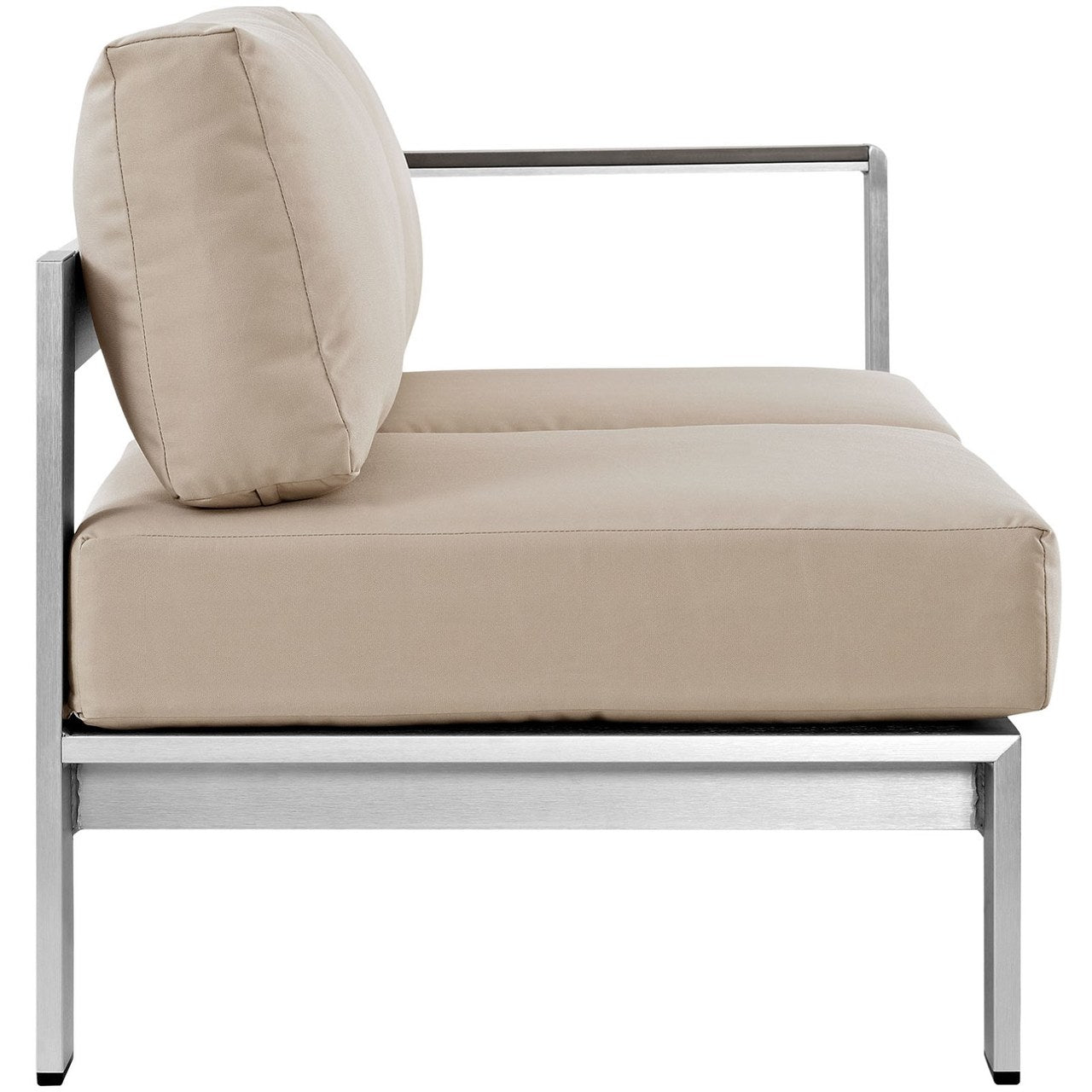 Shore Right-Arm Corner Sectional Outdoor Patio Aluminum Loveseat, Beige, Metal 10851