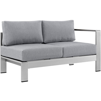 Shore Right-Arm Corner Sectional Outdoor Patio Aluminum Loveseat, Grey, Metal 10852