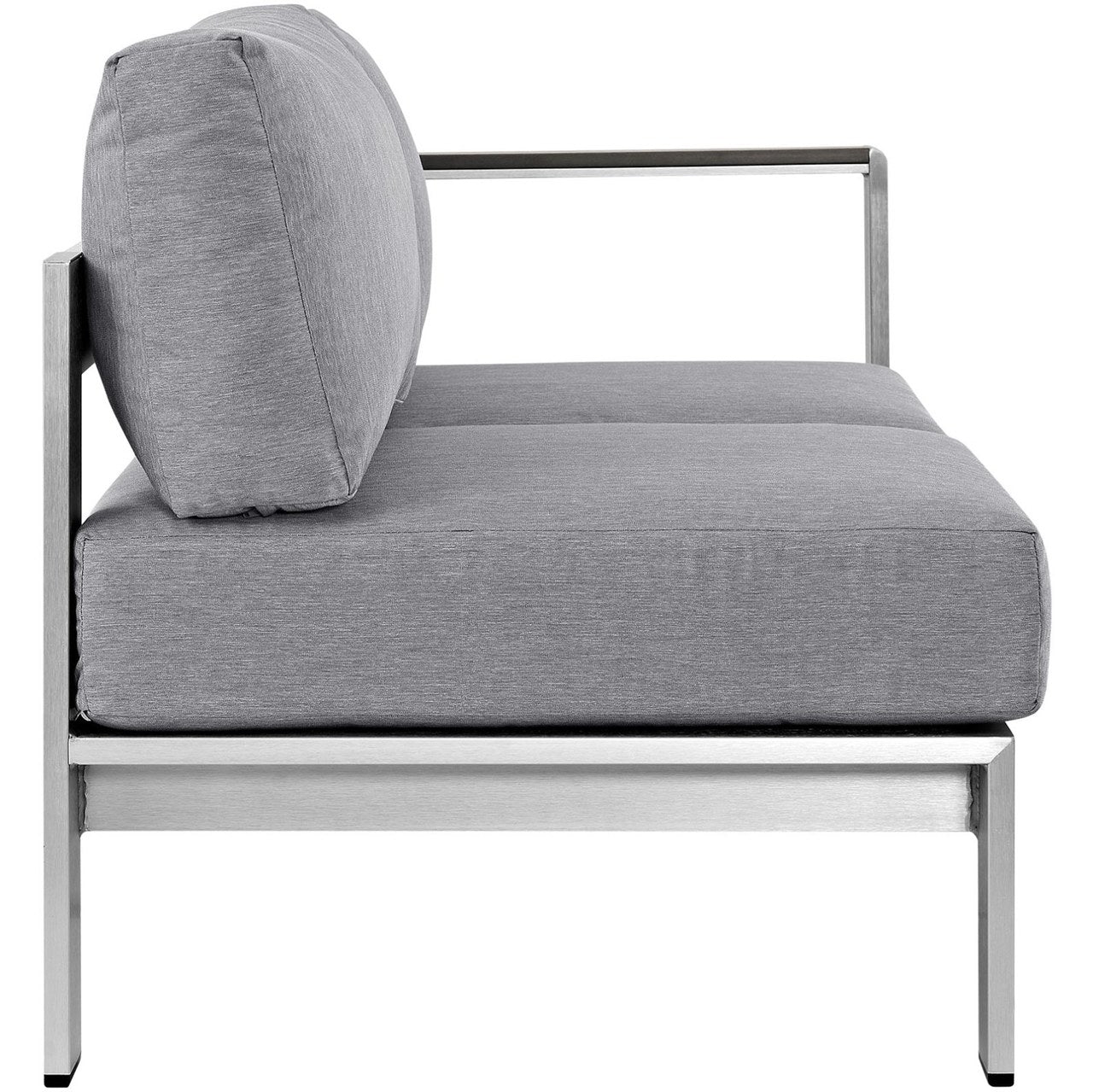 Shore Right-Arm Corner Sectional Outdoor Patio Aluminum Loveseat, Grey, Metal 10852