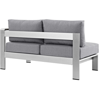 Shore Right-Arm Corner Sectional Outdoor Patio Aluminum Loveseat, Grey, Metal 10852
