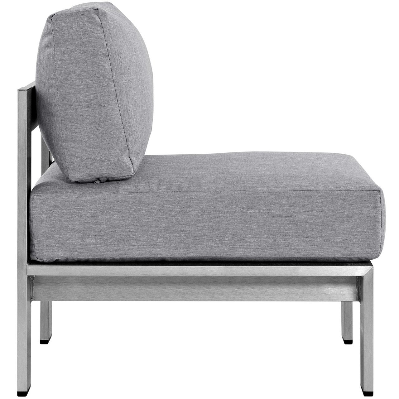 Shore Armless Outdoor Patio Aluminum Chair, Grey, Metal 10856