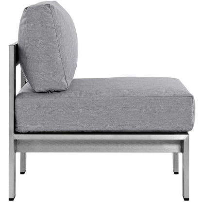 Shore Armless Outdoor Patio Aluminum Chair, Grey, Metal 10856