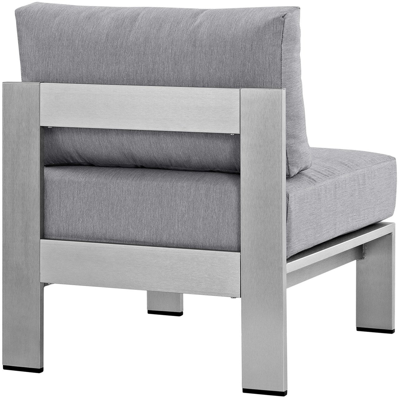 Shore Armless Outdoor Patio Aluminum Chair, Grey, Metal 10856