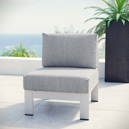 Shore Armless Outdoor Patio Aluminum Chair, Grey, Metal 10856