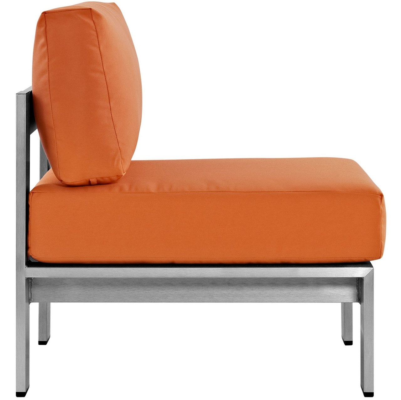 Shore Armless Outdoor Patio Aluminum Chair, Orange, Metal 10858