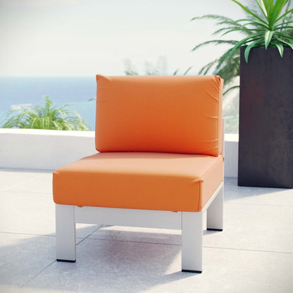 Shore Armless Outdoor Patio Aluminum Chair, Orange, Metal 10858