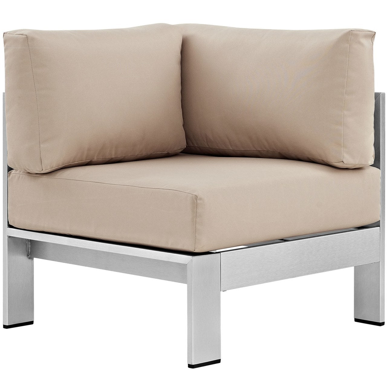 Shore Outdoor Patio Aluminum Corner Sofa, Beige, Metal 10859