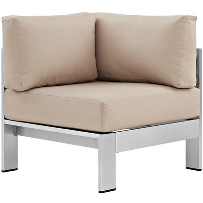 Shore Outdoor Patio Aluminum Corner Sofa, Beige, Metal 10859