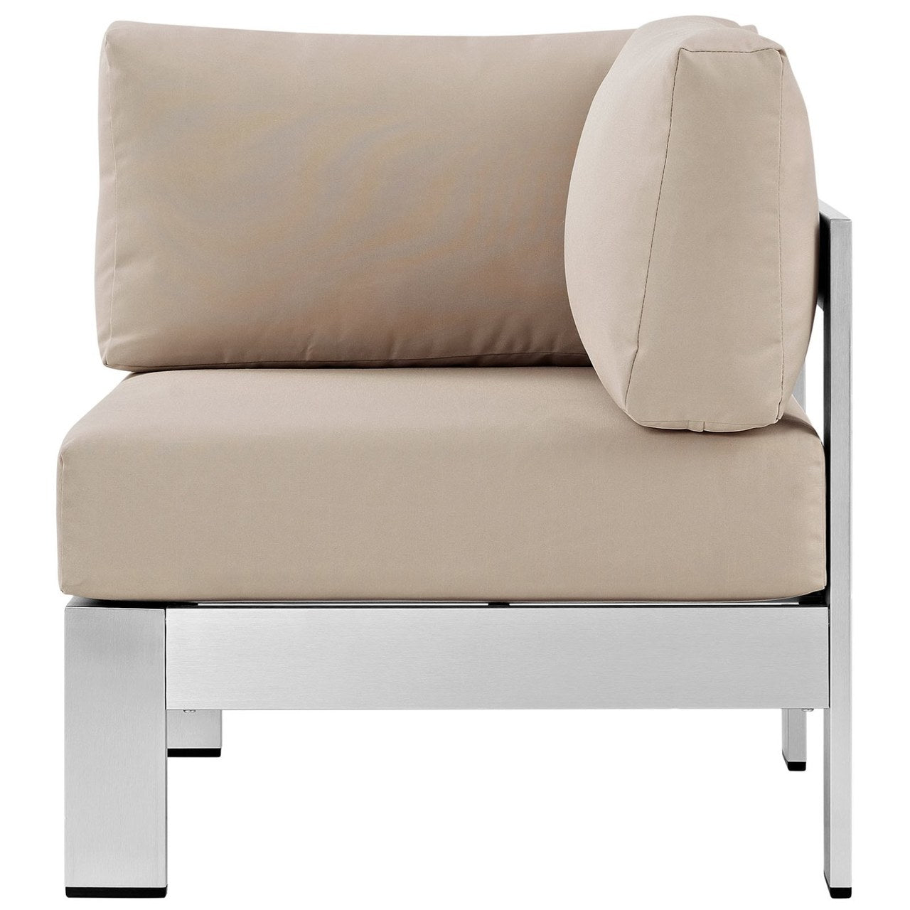 Shore Outdoor Patio Aluminum Corner Sofa, Beige, Metal 10859