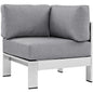 Shore Outdoor Patio Aluminum Corner Sofa, Grey, Metal 10860