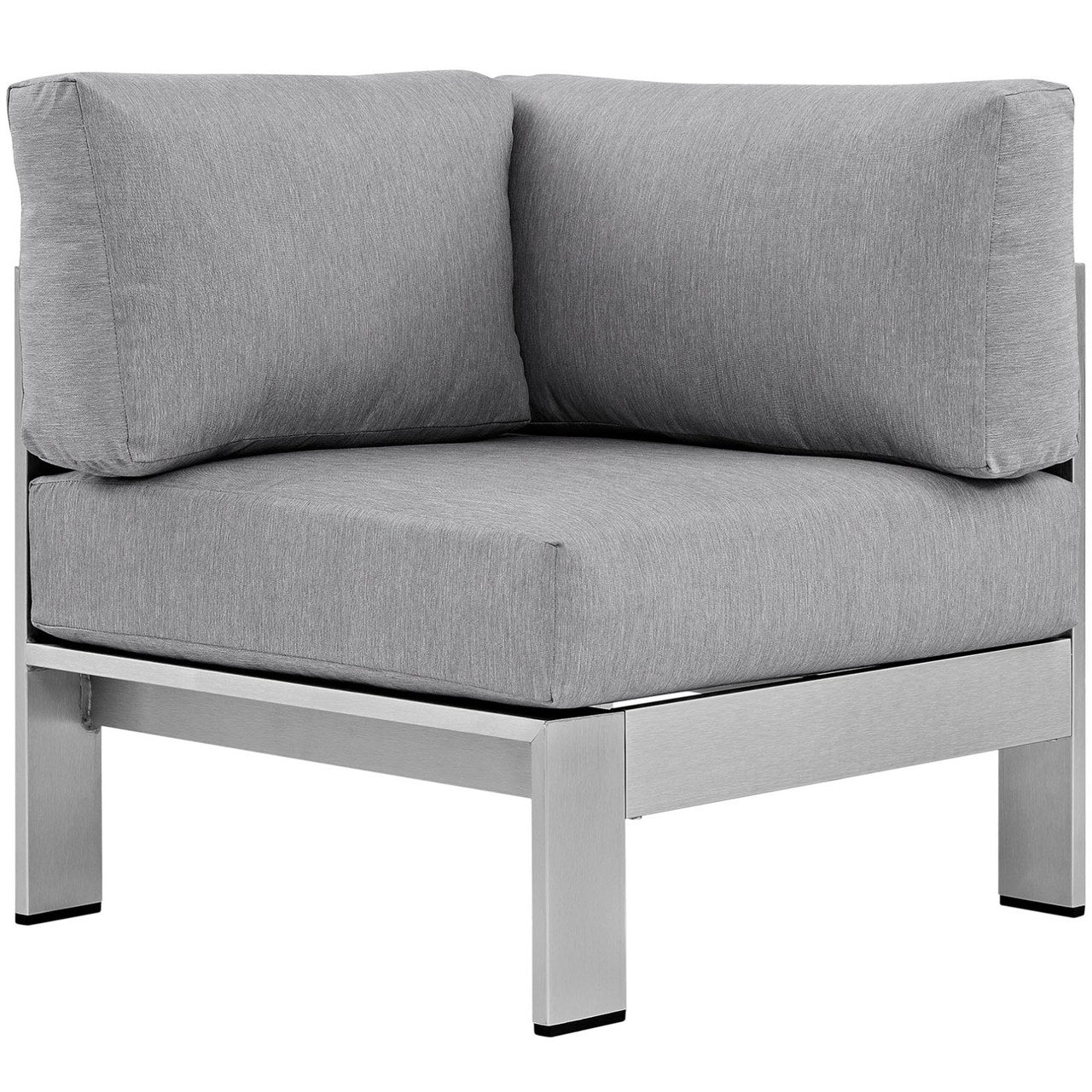 Shore Outdoor Patio Aluminum Corner Sofa, Grey, Metal 10860