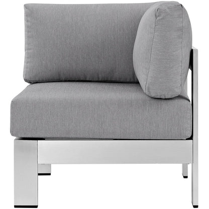 Shore Outdoor Patio Aluminum Corner Sofa, Grey, Metal 10860