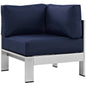 Shore Outdoor Patio Aluminum Corner Sofa, Navy, Metal 10861