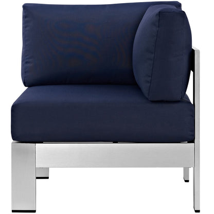 Shore Outdoor Patio Aluminum Corner Sofa, Navy, Metal 10861