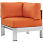 Shore Outdoor Patio Aluminum Corner Sofa, Orange, Metal 10862