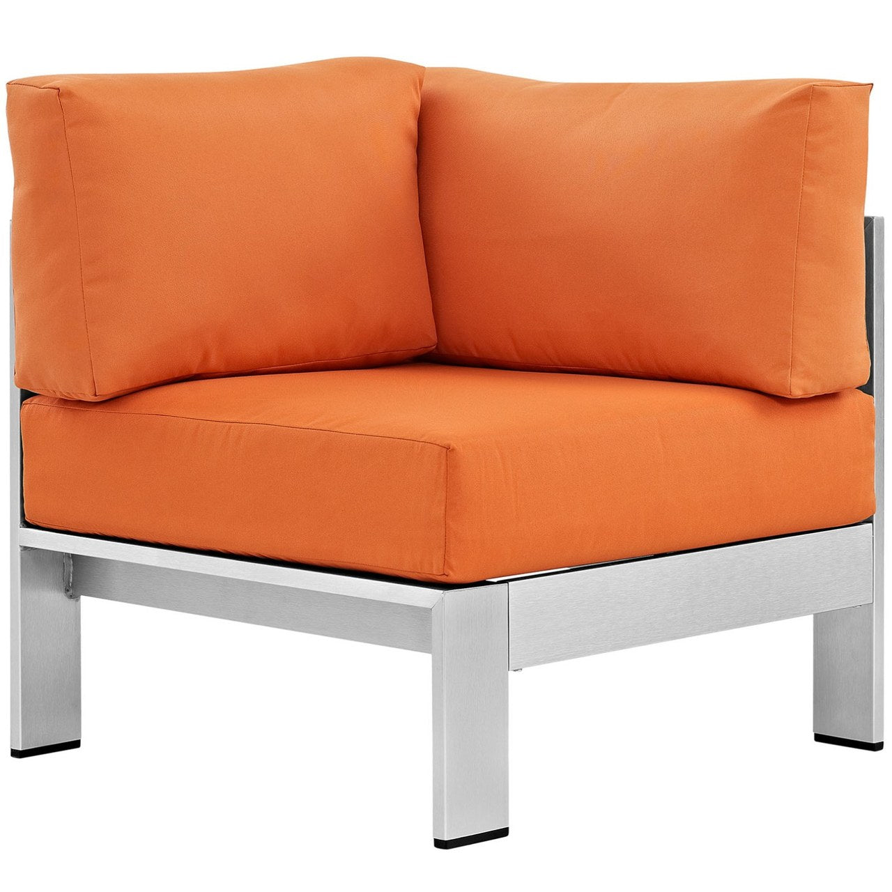 Shore Outdoor Patio Aluminum Corner Sofa, Orange, Metal 10862