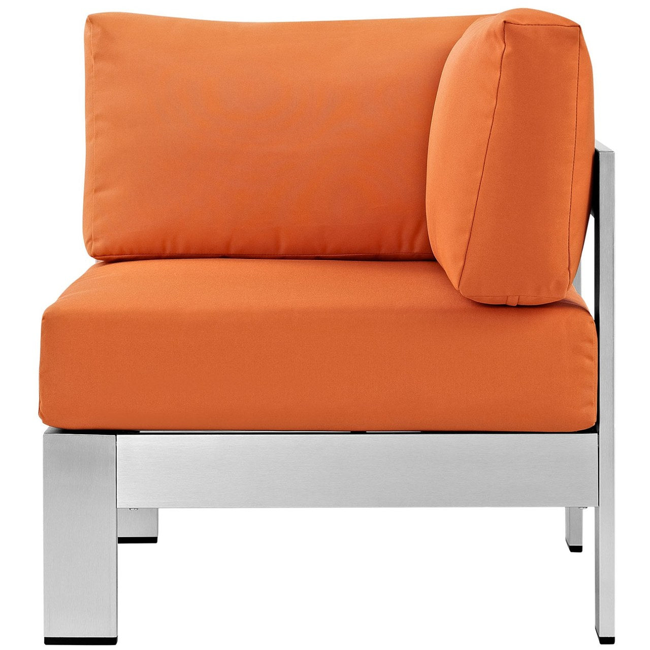 Shore Outdoor Patio Aluminum Corner Sofa, Orange, Metal 10862