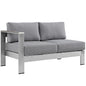 Shore Left-Arm Corner Sectional Outdoor Patio Aluminum Loveseat, Grey, Metal 10864