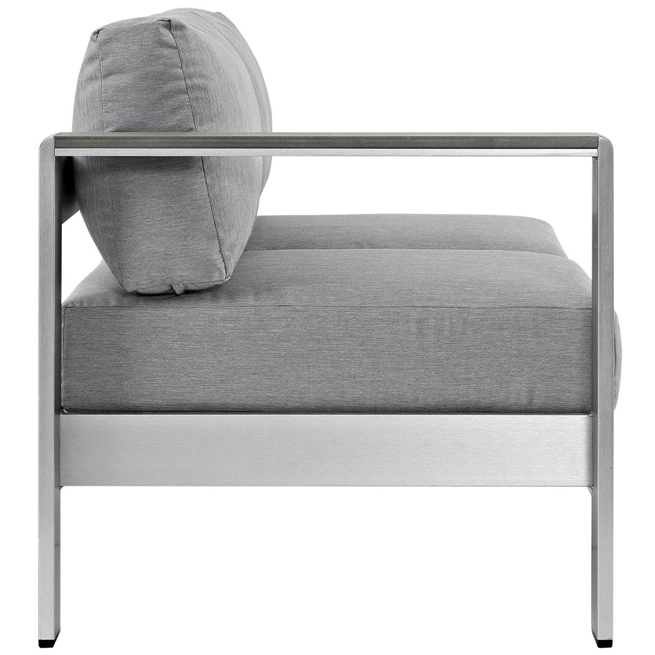 Shore Left-Arm Corner Sectional Outdoor Patio Aluminum Loveseat, Grey, Metal 10864