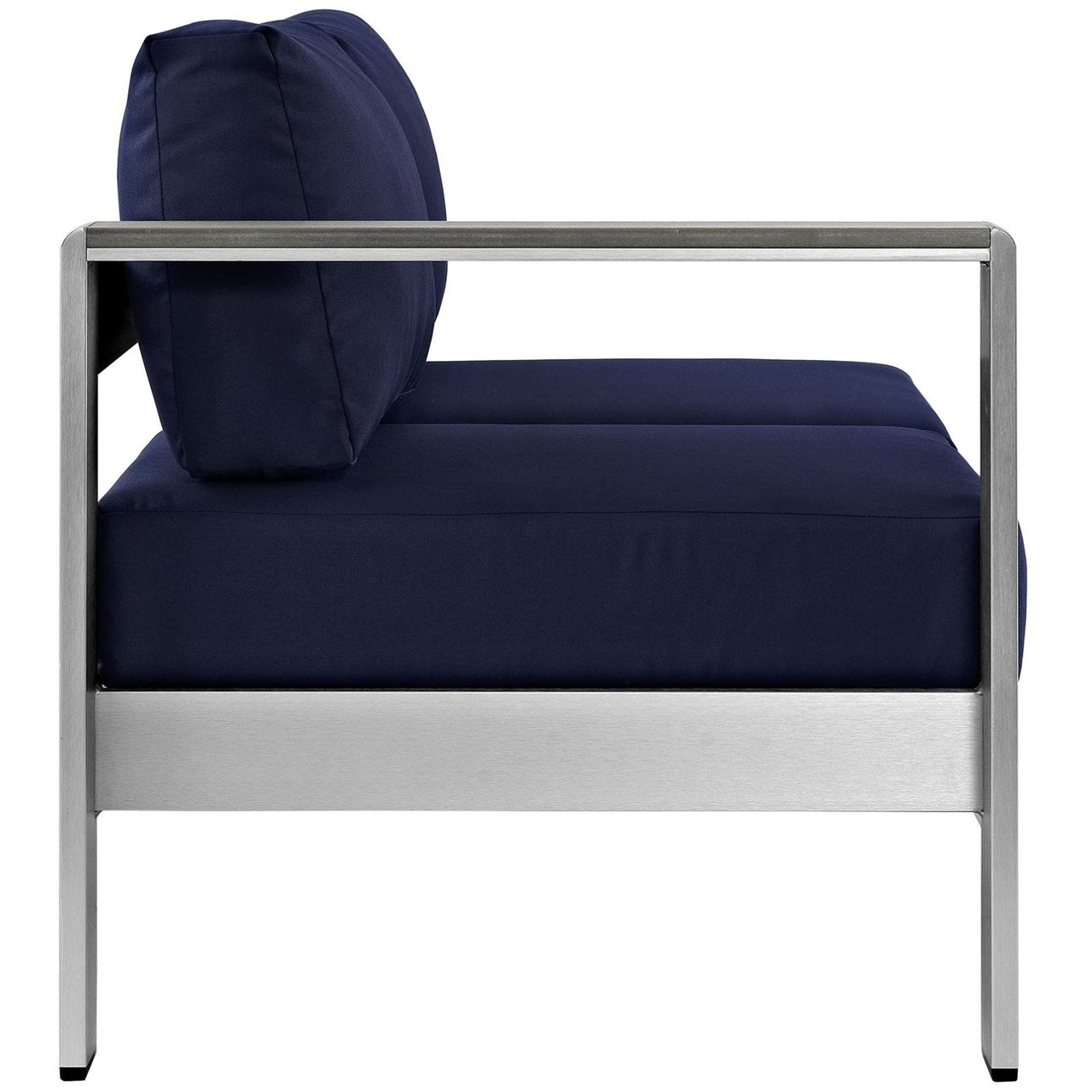Shore Left-Arm Corner Sectional Outdoor Patio Aluminum Loveseat, Navy, Metal 10865