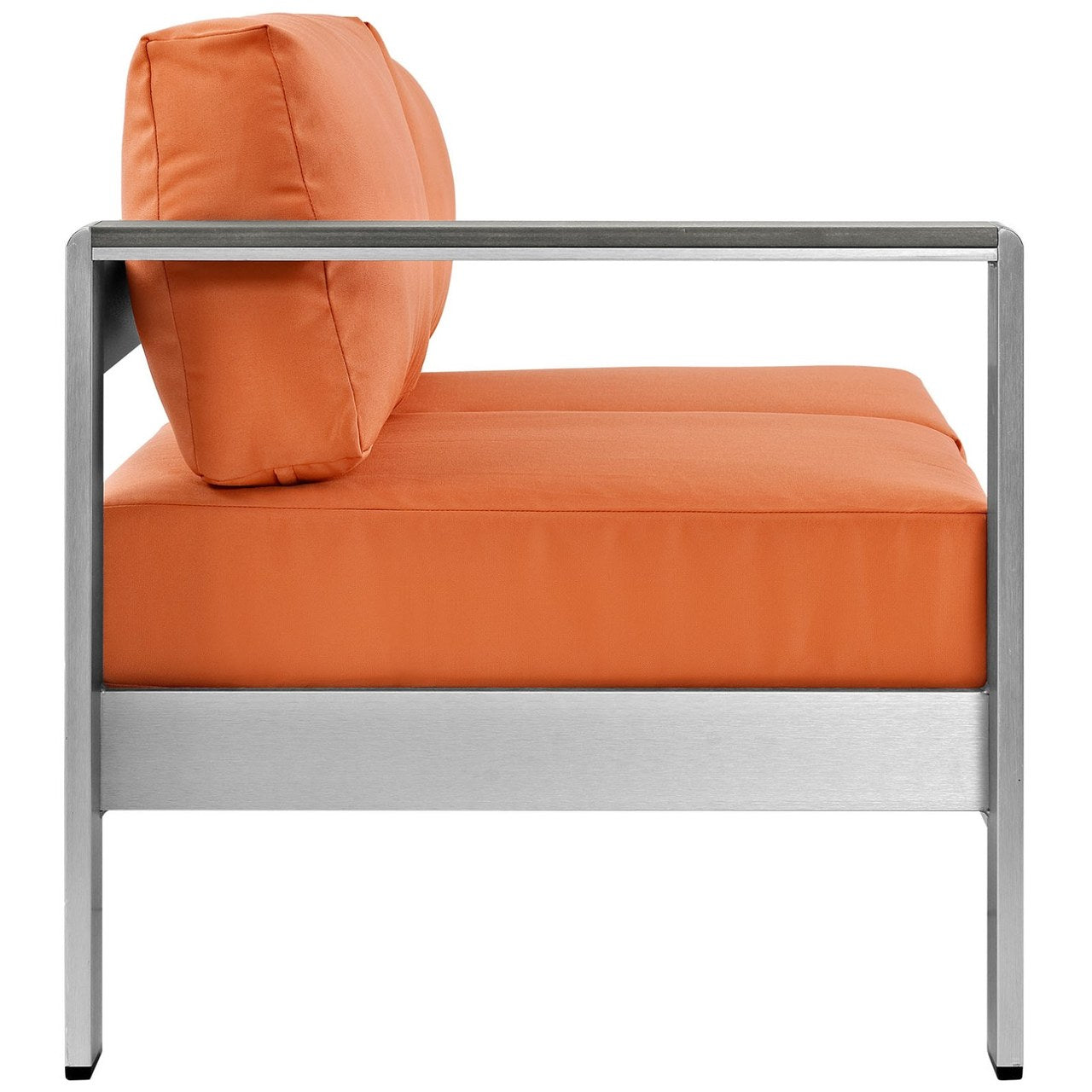 Shore Left-Arm Corner Sectional Outdoor Patio Aluminum Loveseat, Orange, Metal 10866