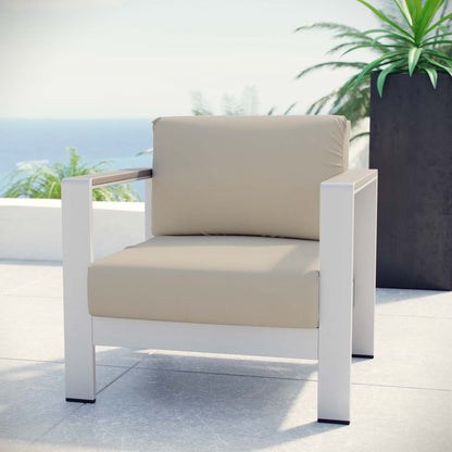 Shore Outdoor Patio Aluminum Armchair, Beige, Metal 10867