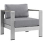 Shore Outdoor Patio Aluminum Armchair, Grey, Metal 10868