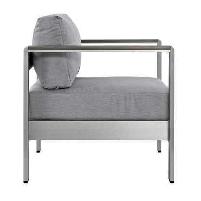 Shore Outdoor Patio Aluminum Armchair, Grey, Metal 10868