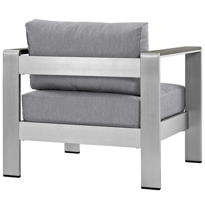 Shore Outdoor Patio Aluminum Armchair, Grey, Metal 10868