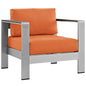Shore Outdoor Patio Aluminum Armchair, Orange, Metal 10870
