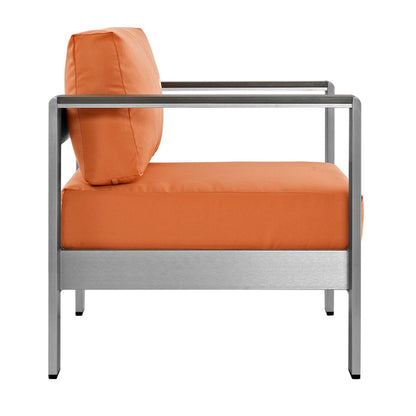 Shore Outdoor Patio Aluminum Armchair, Orange, Metal 10870